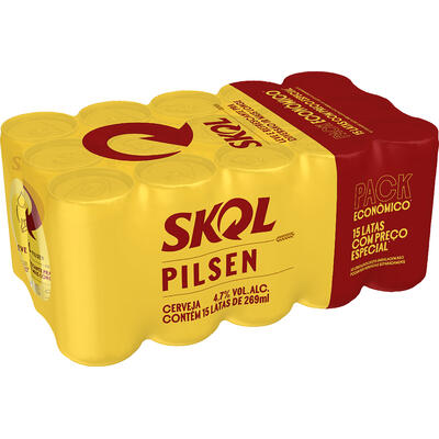 Cerveja Skol Pilsen Lata 269ml Pack C/15