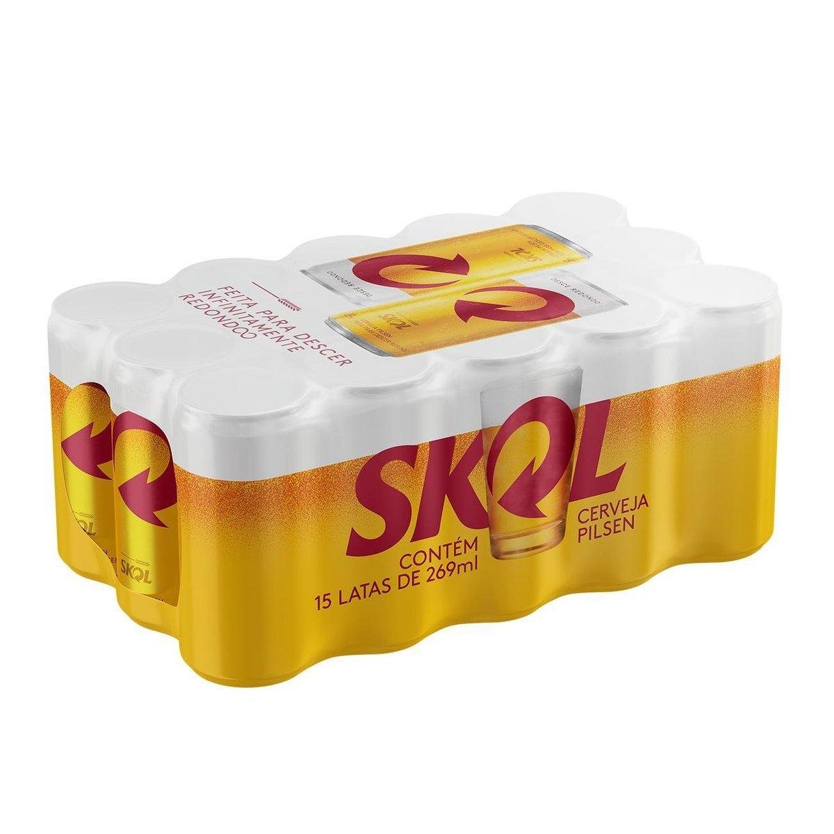 Cerveja Skol Pilsen Lata 269ml Pack C/15