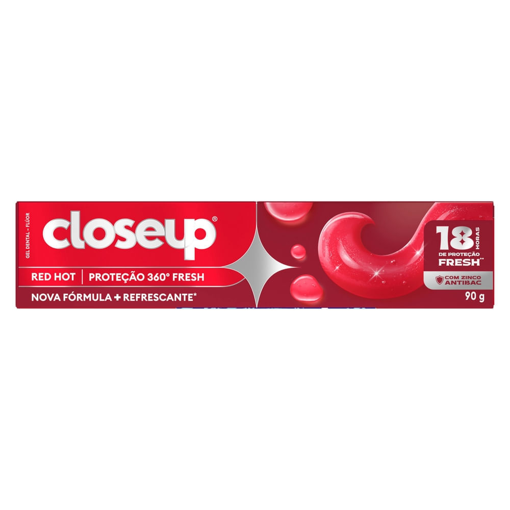 Creme Dental em Gel Closeup Proteção 360º Fresh Red Hot 90g
