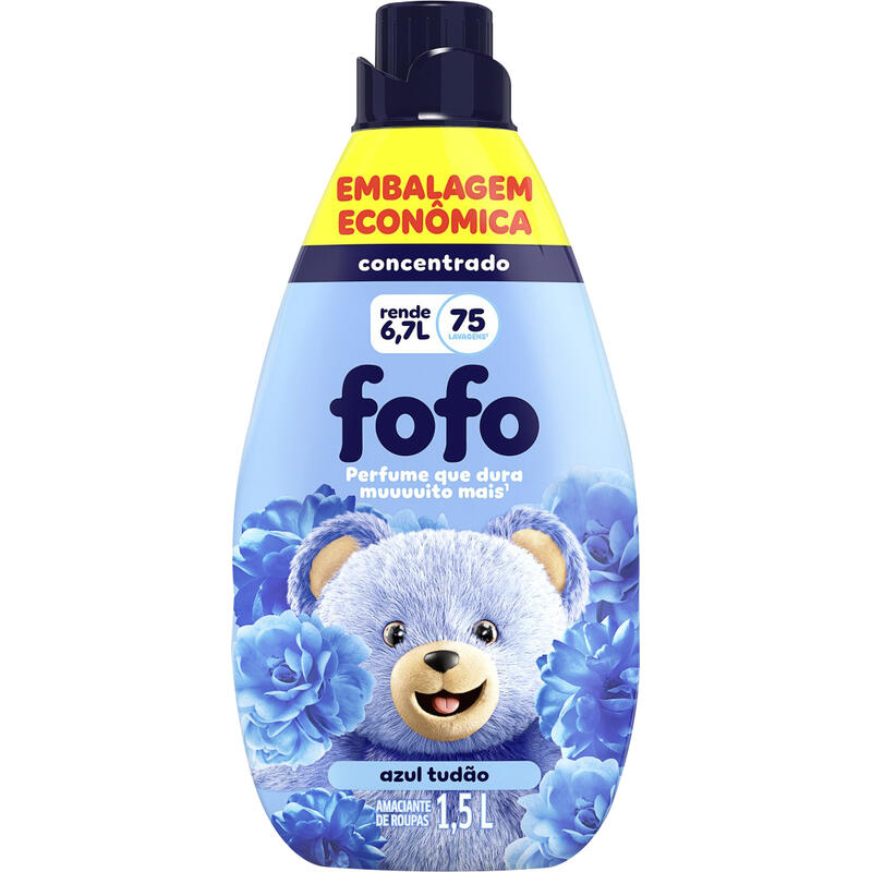 Amaciante de Roupa FOFO Concentrado Azul Tudão 1.5l Embalagem Econômica