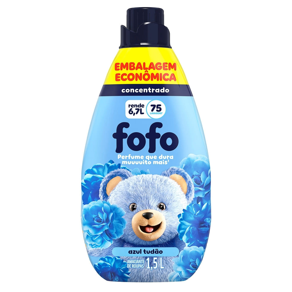 Amaciante de Roupa FOFO Concentrado Azul Tudão 1.5l Embalagem Econômica