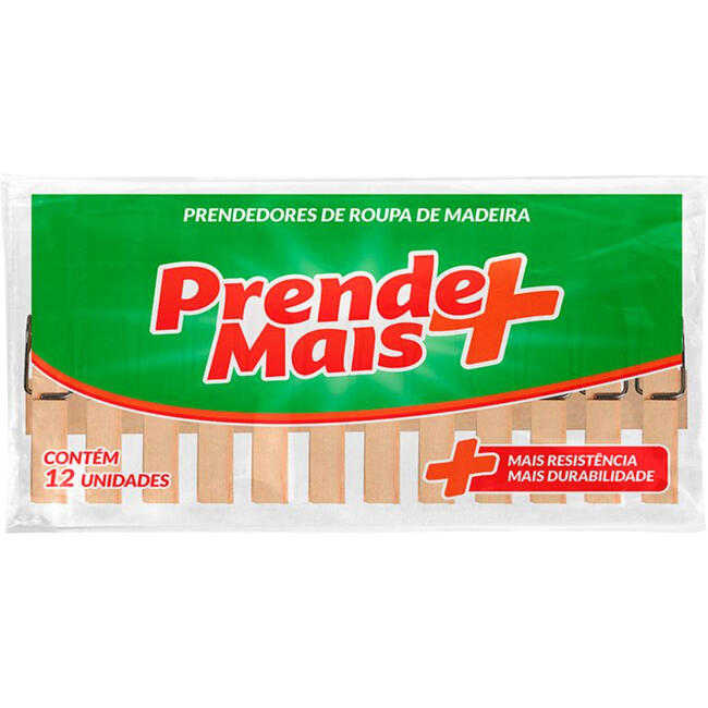 Prendedor de Roupa Prende Mais Madeira 12 un