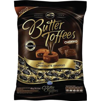 Bala Butter Toffees Arcor Chocolate Amargo 600g