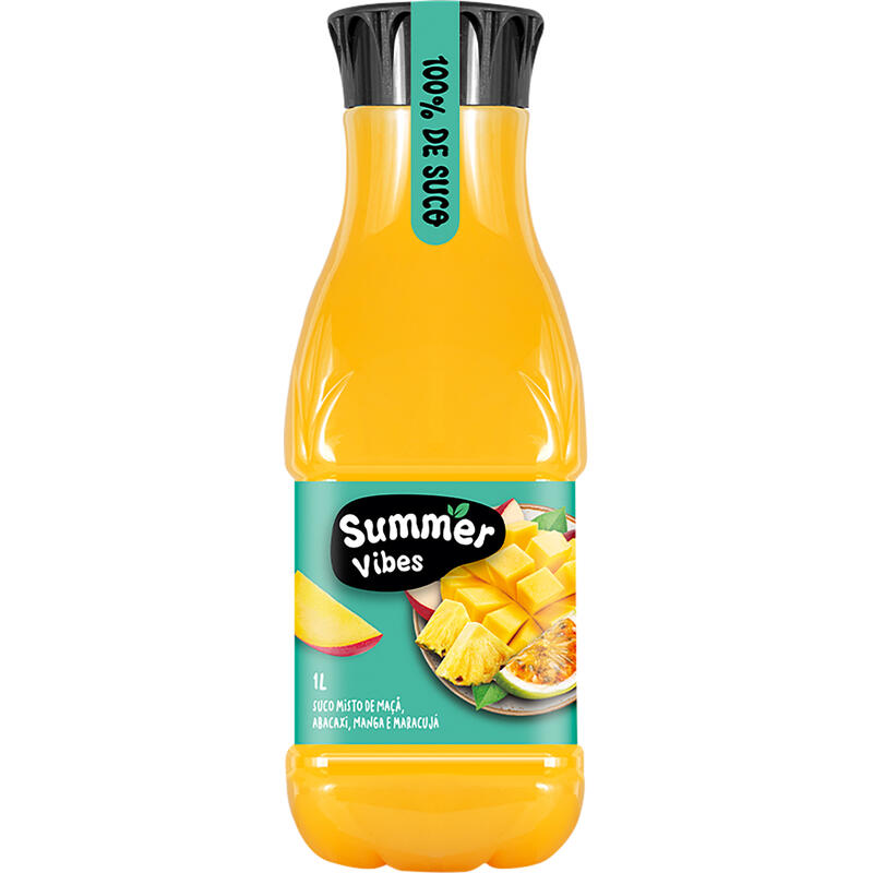 Suco Summer Vibes Manga, maçã, abacaxi e maracujá 1L