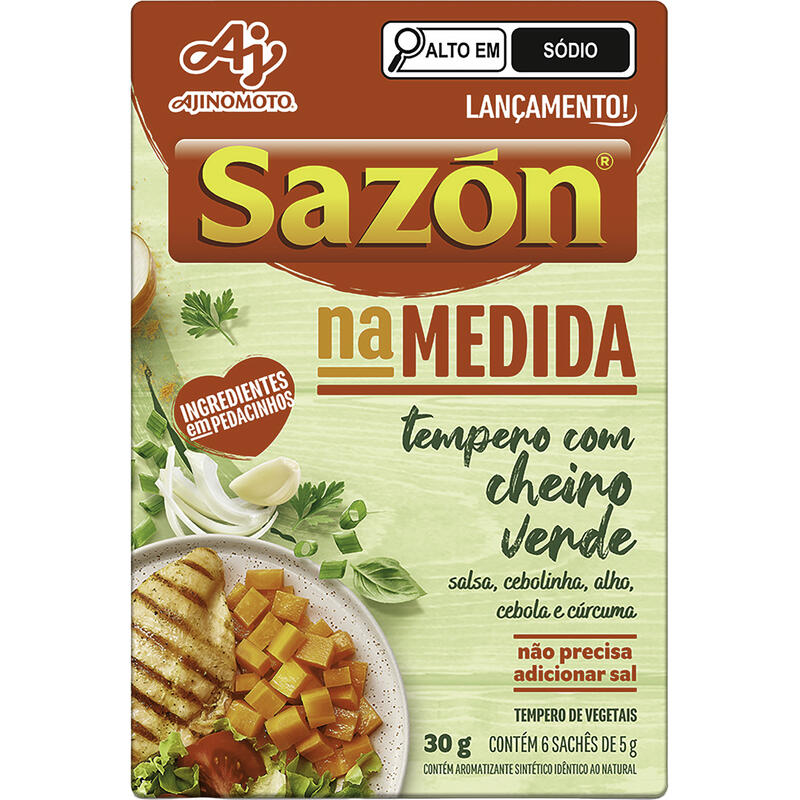 Tempero Cheiro Verde Sazón na Medida Caixa 30g 6 Unidades