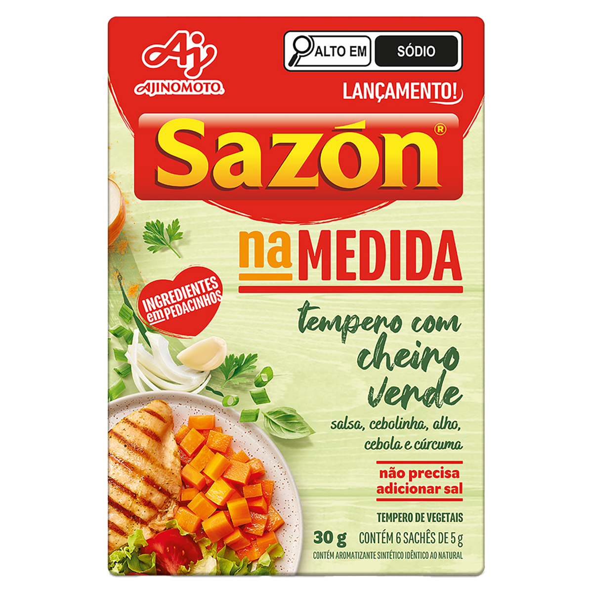 Tempero Cheiro Verde Sazón na Medida Caixa 30g 6 Unidades