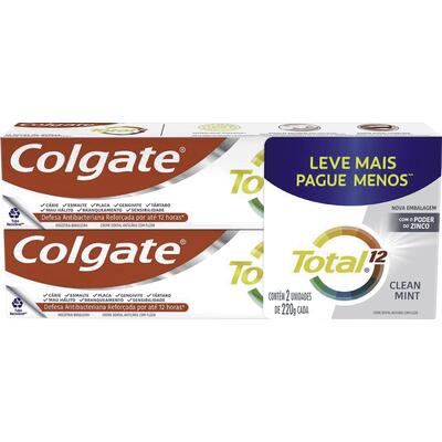 Creme Dental Colgate Total 12 Clean Mint 2x220g