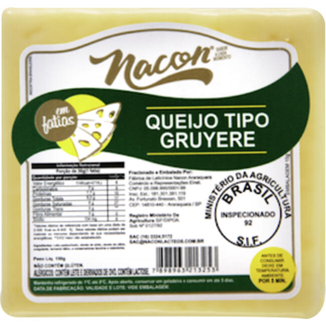 Queijo tipo Gruyère Frac Nacon Preço por quilo no pedaço