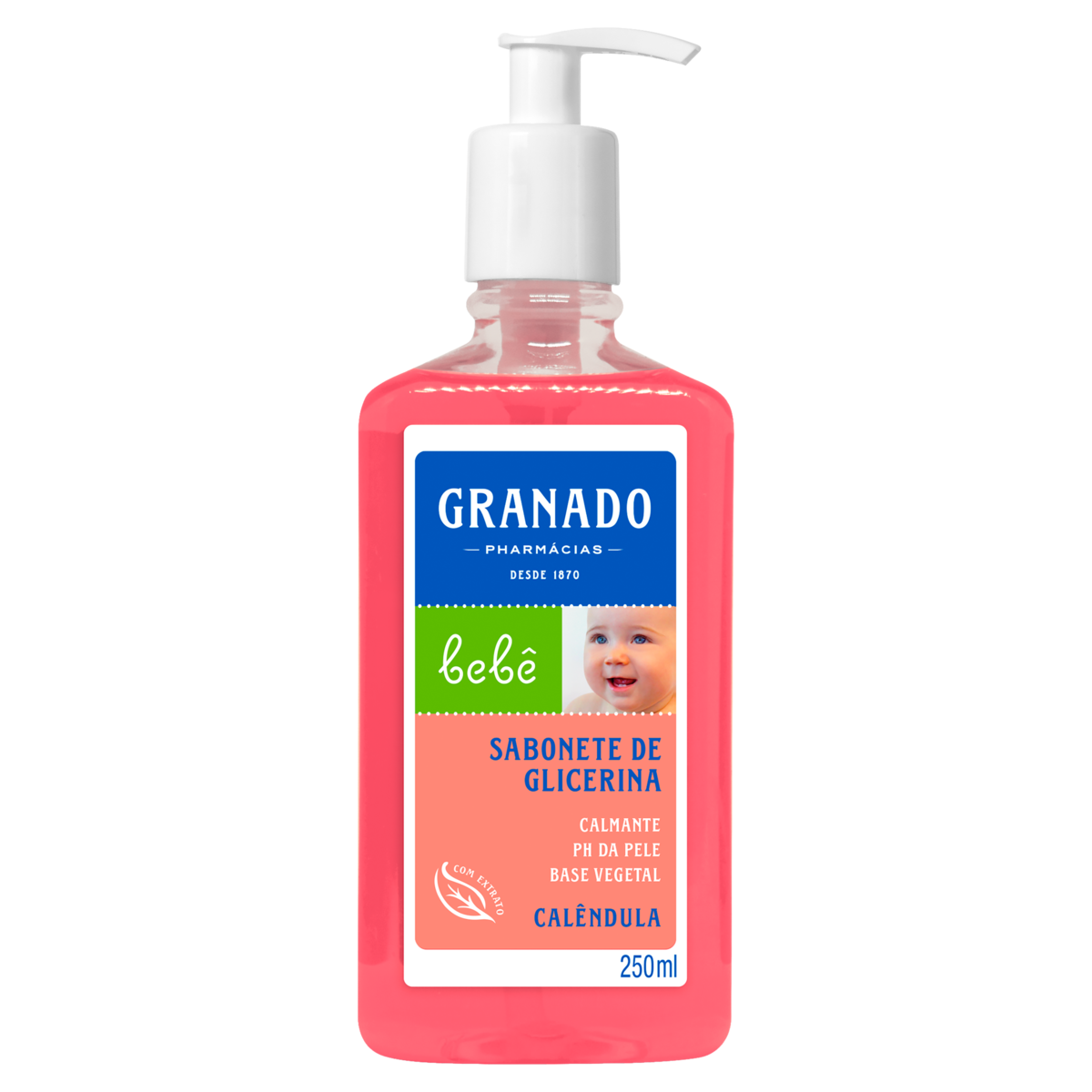 Sabonete Líquido de Glicerina Calêndula Granado Bebê Frasco 250ml Pump