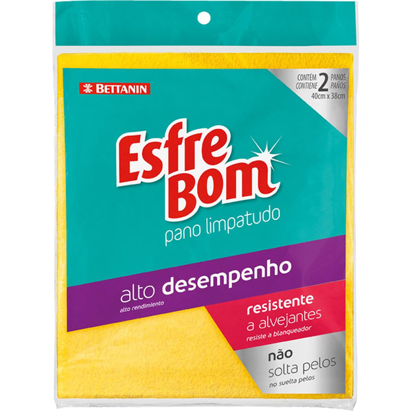 Pano Limpa Tudo Esfrebom Amarelo - Multiuso - Com 2 Panos