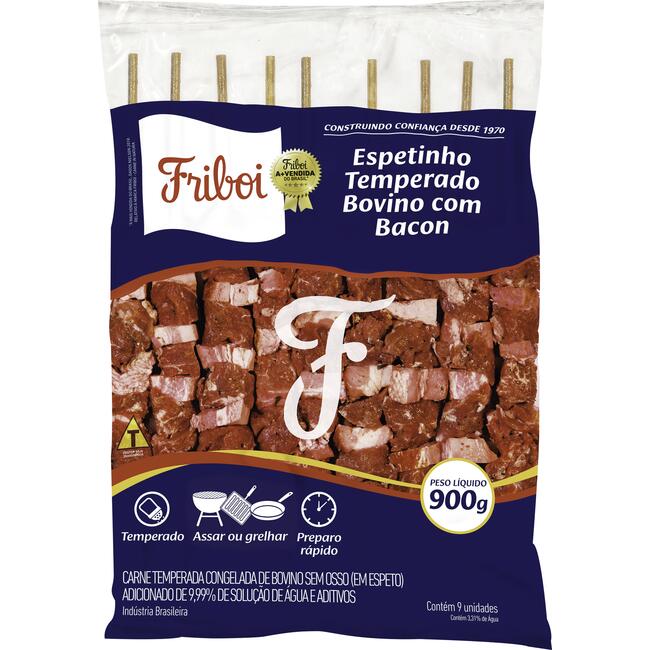 Espeto de Carne Bovina Friboi Cong Com bacon 900g