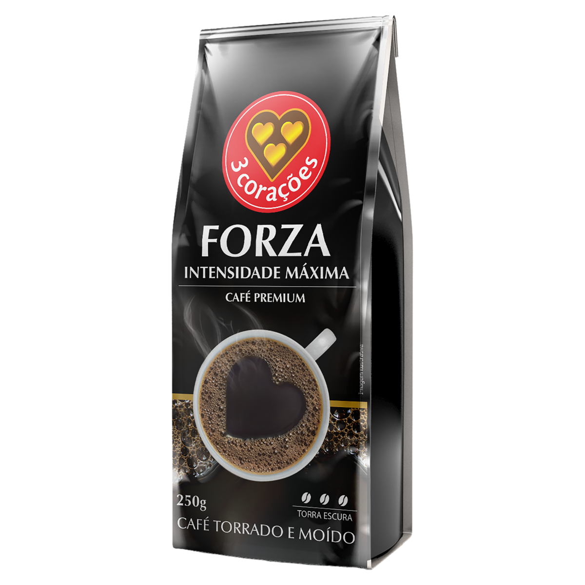 Café Torrado e Moído Forza Intensidade Máxima 3 Corações Premium Pacote 250g