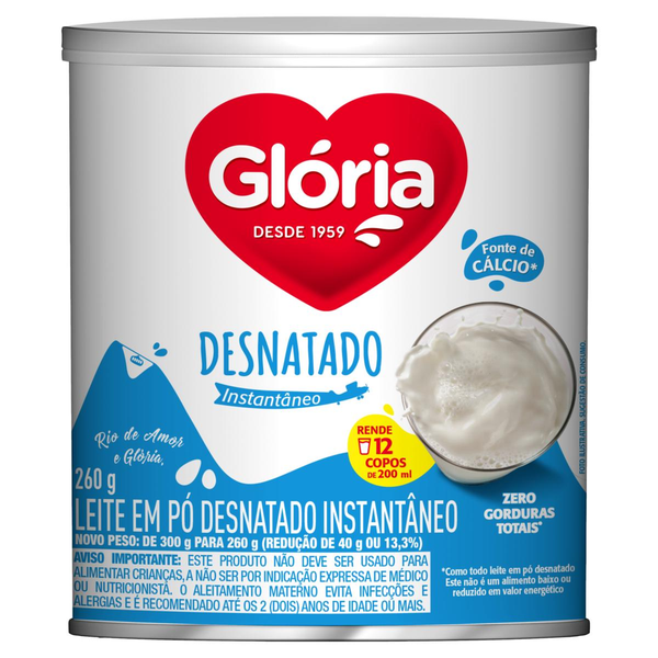 Leite em Pó Glória Desnatado instantâneo Lata 300g