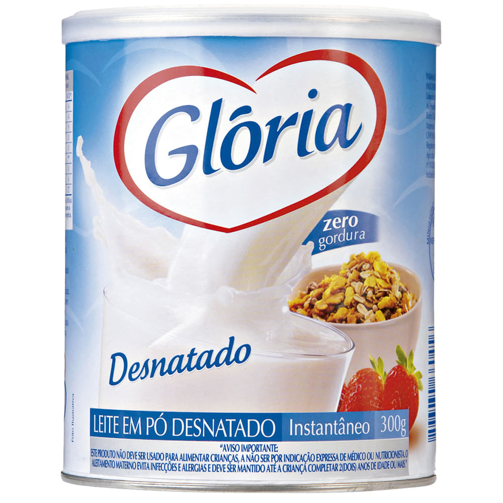 Leite em Pó Glória Desnatado instantâneo Lata 300g