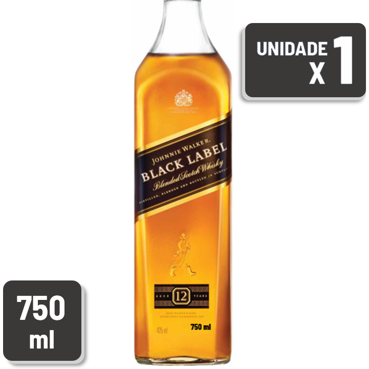 Whisky Johnnie Walker Black Label Garrafa Vidro 750ml