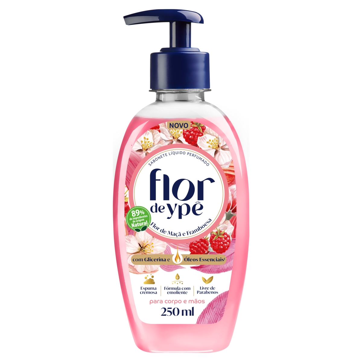 Sabonete Líquido Mãos e Corpo Flor de Maçã e Framboesa Flor de Ypê Frasco Pump 250ml