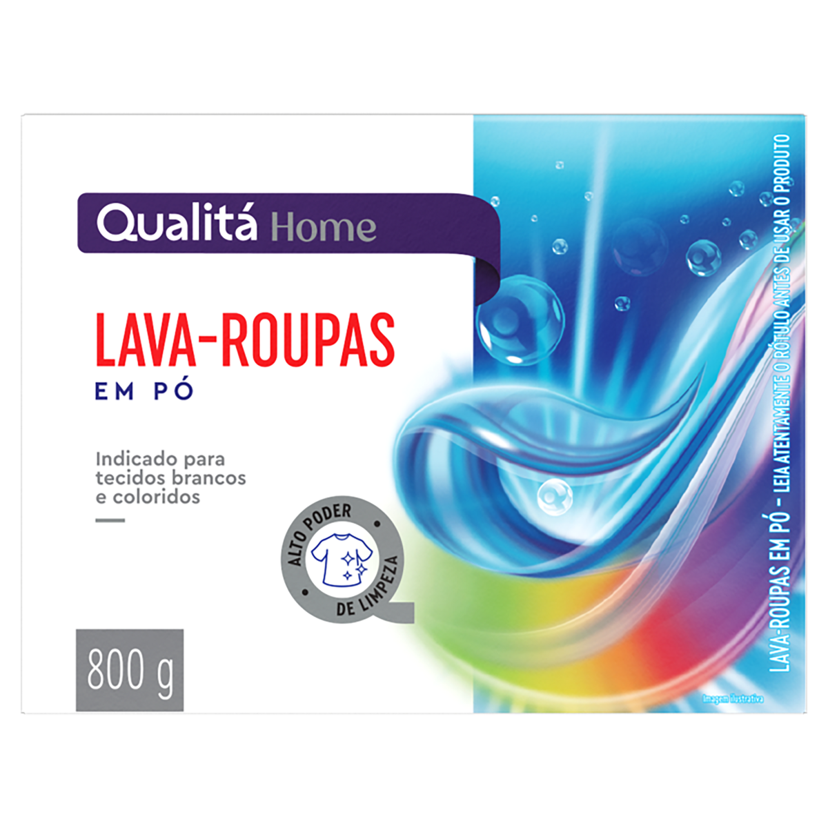 Lava-Roupas Pó Roupas Brancas e Coloridas Qualitá Home Caixa 800g