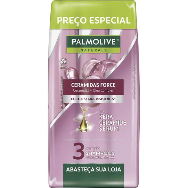 Kit Shampoo Palmolive Naturals Ceramidas force 3x350ml