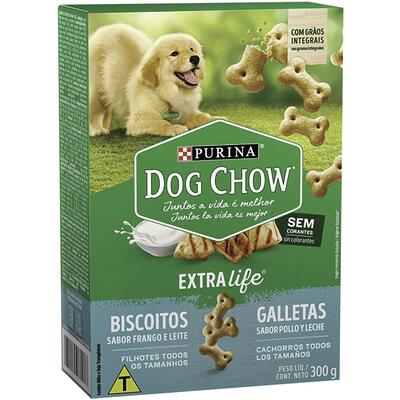 Petisco DOG CHOW Biscoitos Frango & Leite Filhotes 300g