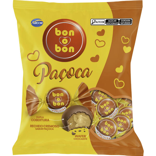 Bombom Arcor Bon o Bon Paçoca 750g