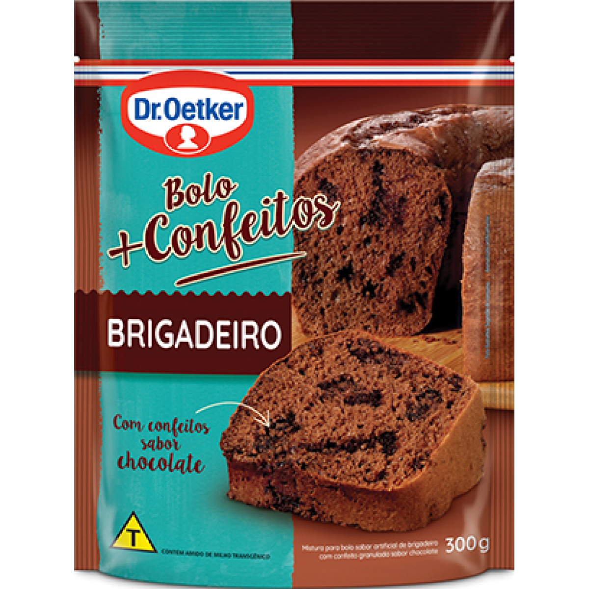 Dr. Oetker Bolo + Confeitos Sabor Brigadeiro, Fácil Preparo, Mistura Pronta para Massa, Sobremesa Fofinha e Saborosa, 300g
