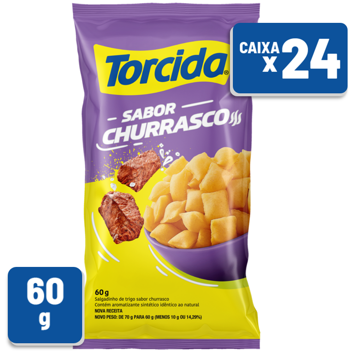 Salgadinho Torcida Churrasco Pacote 60g Caixa c/ 24 un