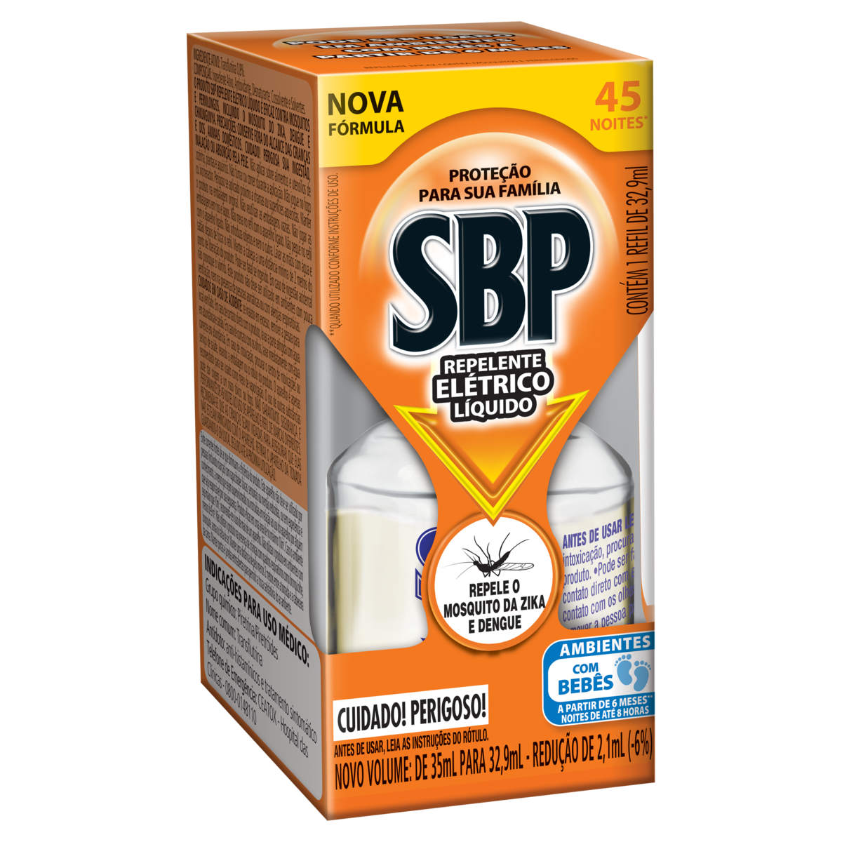 Repelente Elétrico Líquido SBP 45 noites Refil 1 unidade 35ml