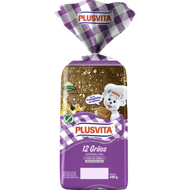 Pão Integral Plusvita 12 Grãos 450g