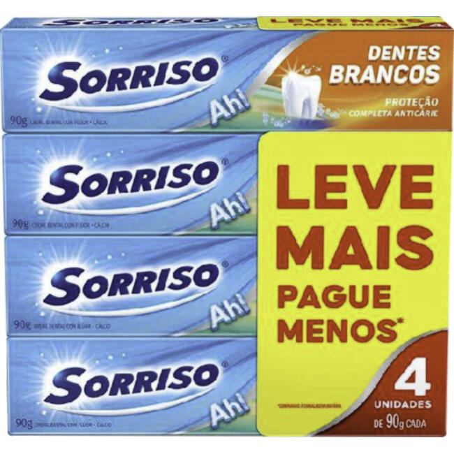 Creme Dental Sorriso Dentes Brancos 4x90g