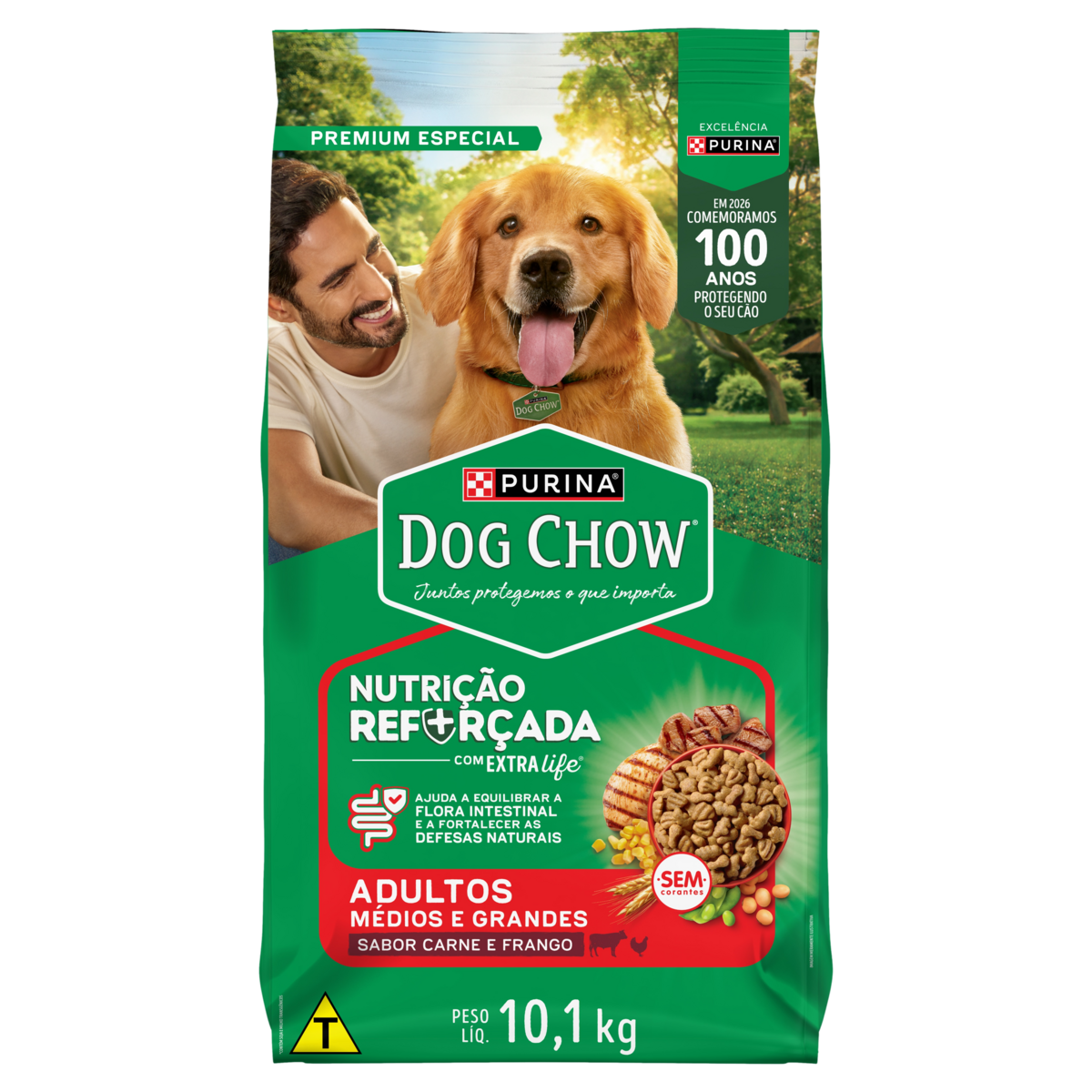 Ração para Cães Adultos Médios e Grandes DOG CHOW Carne, Frango e Arroz 10,1kg