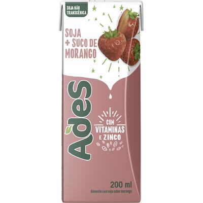 Alimento À Base de Soja Ades Morango 200ml
