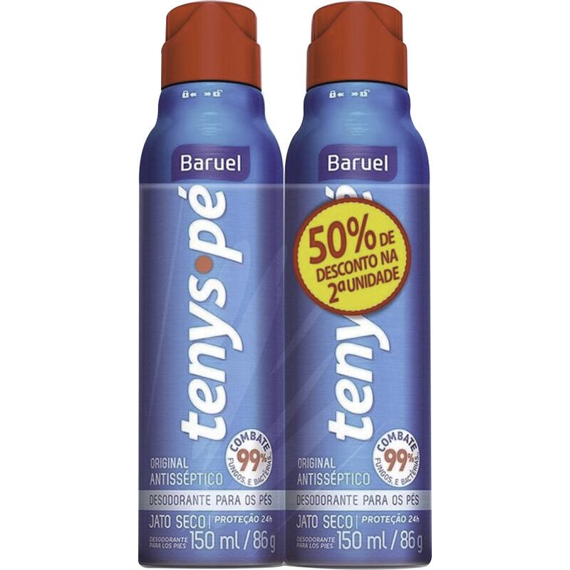 Desodorante Jato Seco Tenys Pé Baruel Original 2x150ml