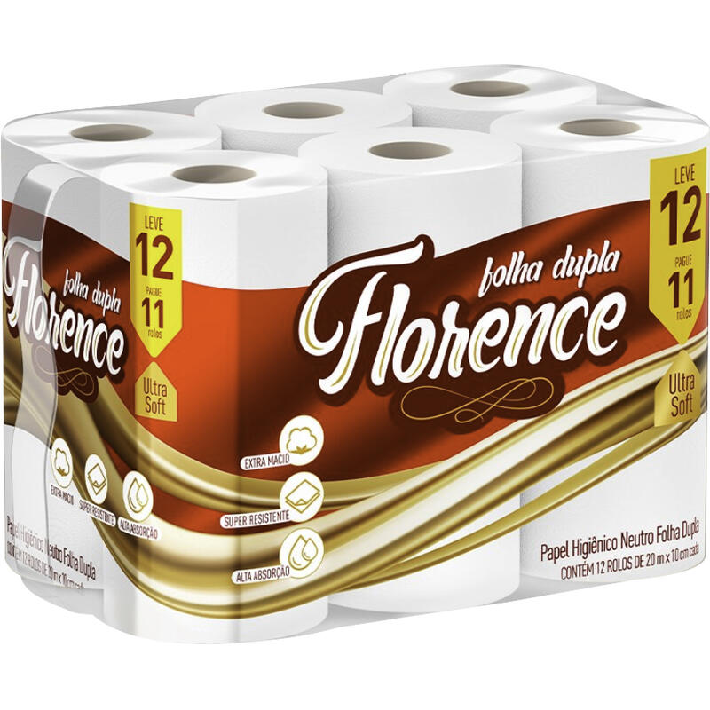 Papel Higiênico Florence Folha Dupla 20m LV 12 PG 11
