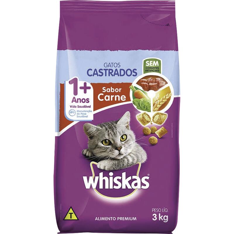 Alimento para Gatos Castrados Whiskas Carne 3kg