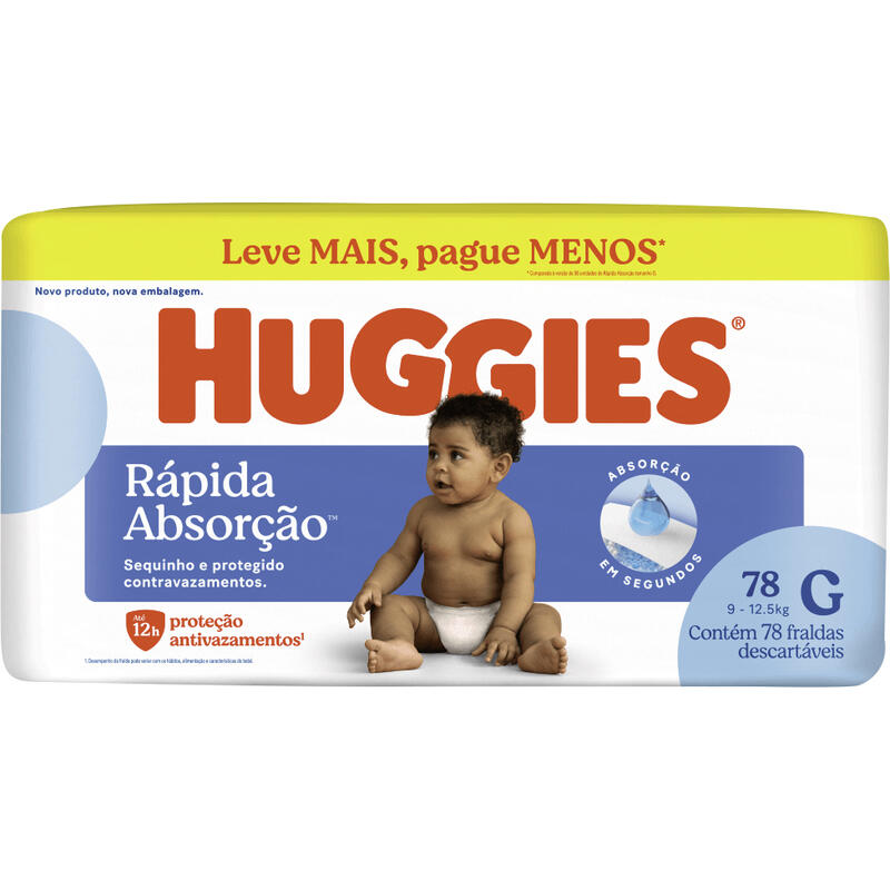 Fralda Descartável Huggies Rápida Absorção G 78 un