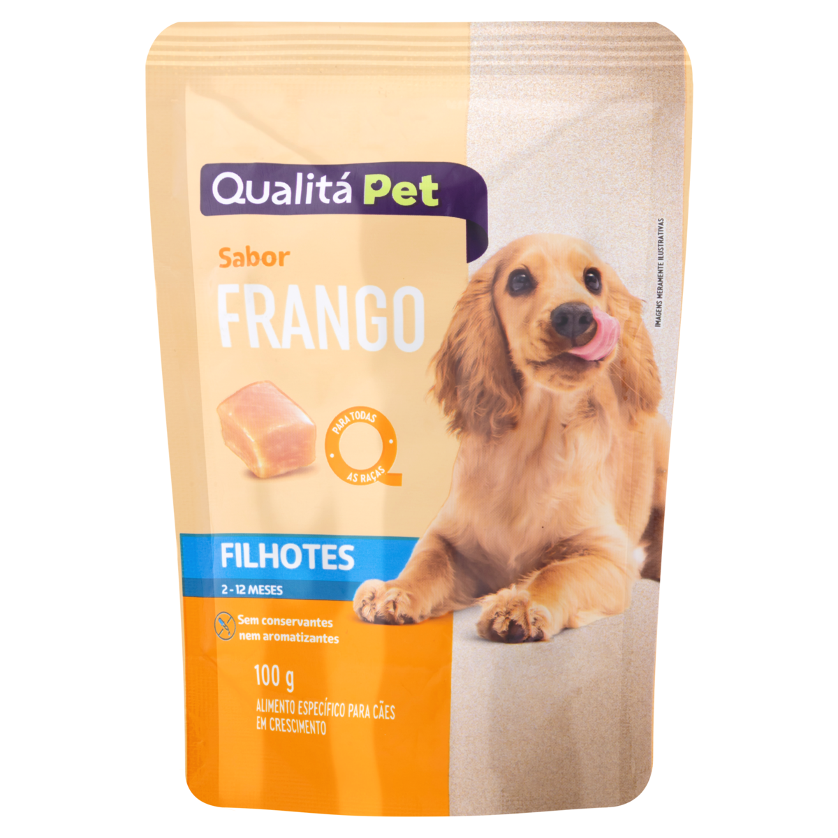 Alimento para Cães Filhotes Frango Qualitá Pet Sachê 100g