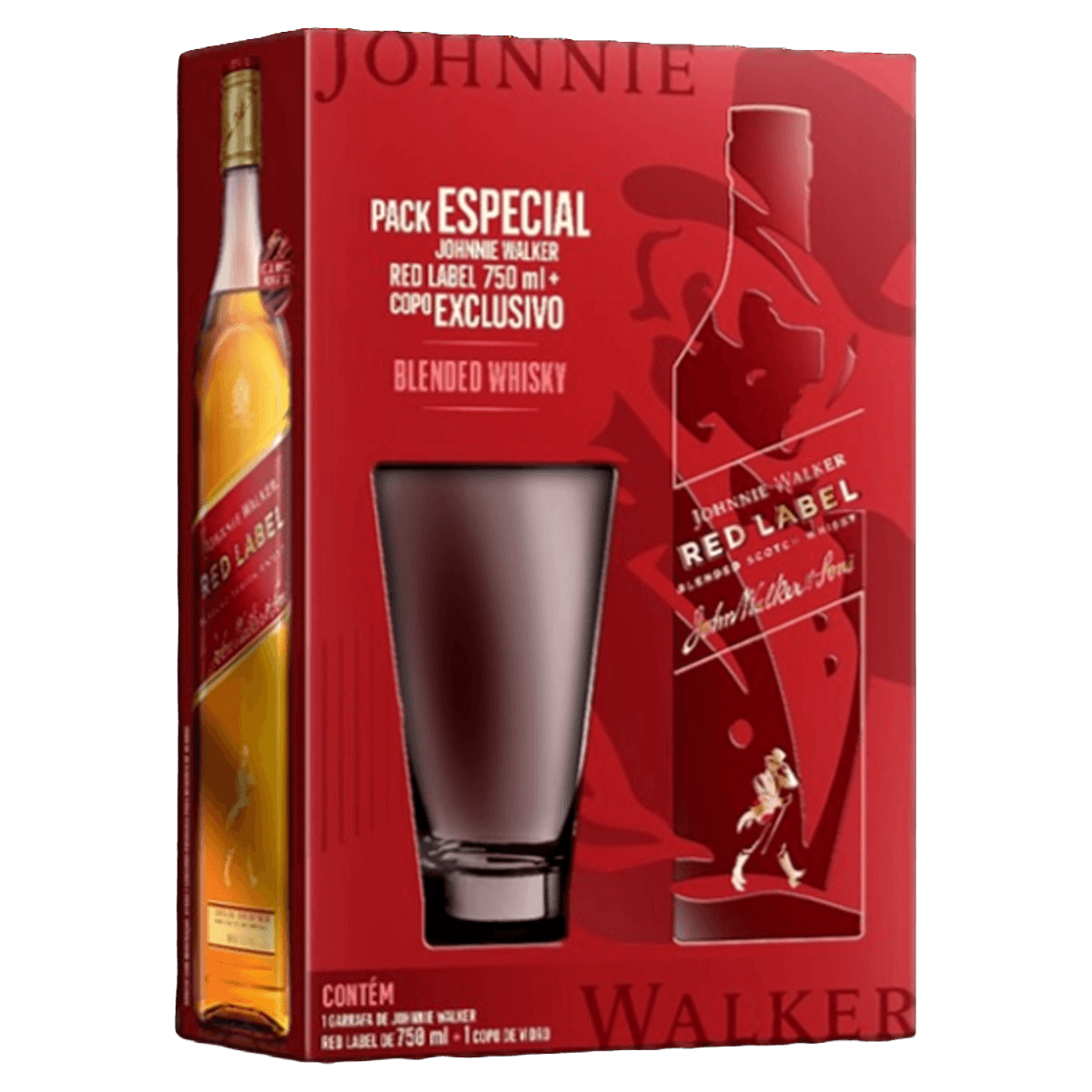 Whisky JOHNNIE WALKER Red Label 750ml + Copo