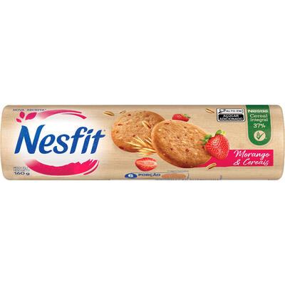 Biscoito NESFIT 100% Cereal Integral Morango & Cereais 160g