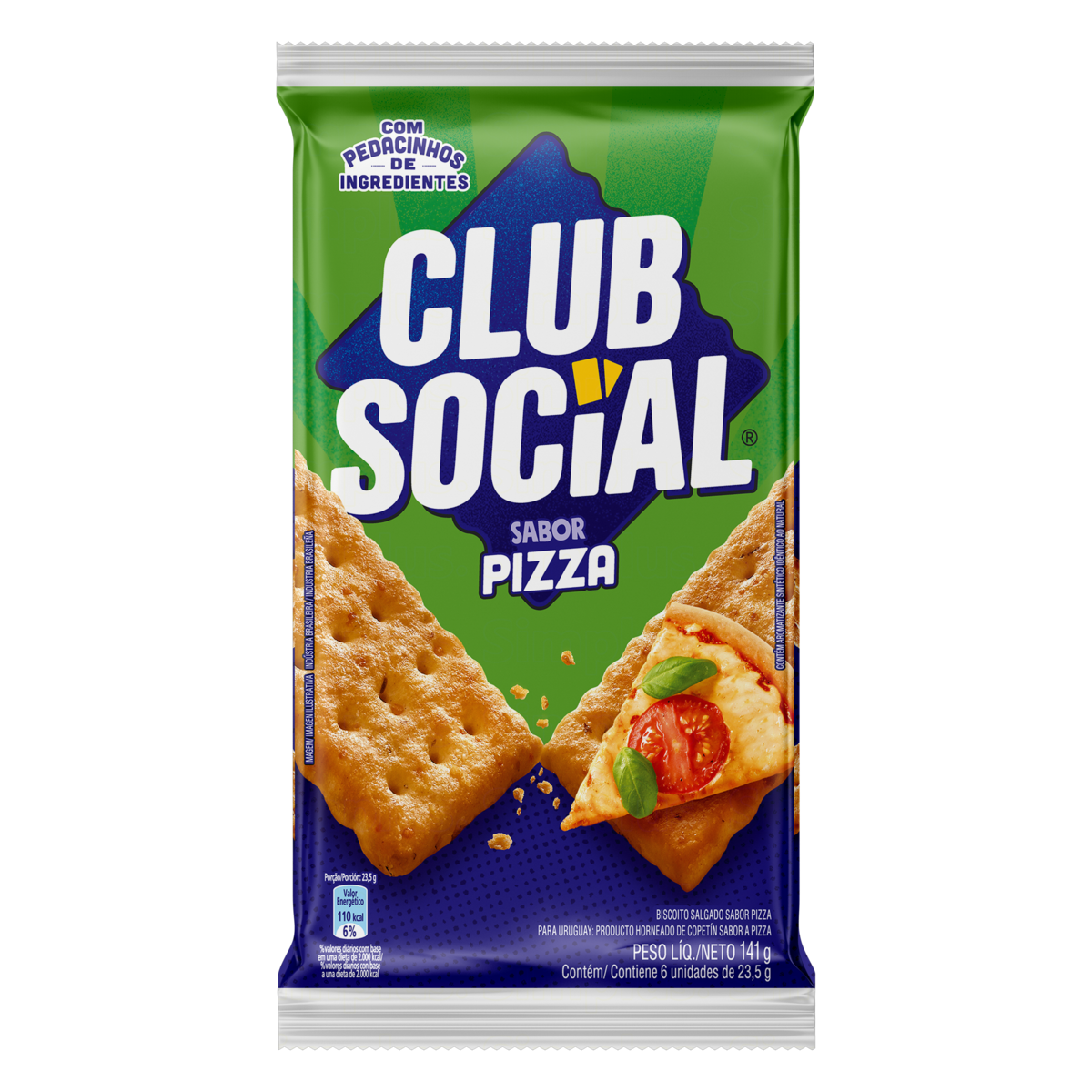 Biscoito Salgado Club Social pizza multipack 141g