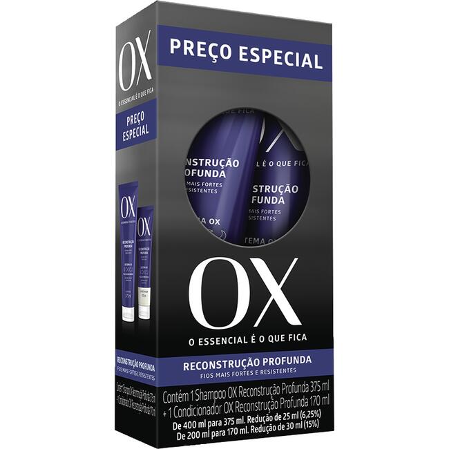 Kit OX Shampoo 400ml + Condicionador 200ml Reconstrução