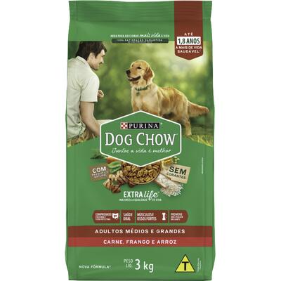 Alimento para Cães Adultos Dog Chow Médias/Grande 3kg