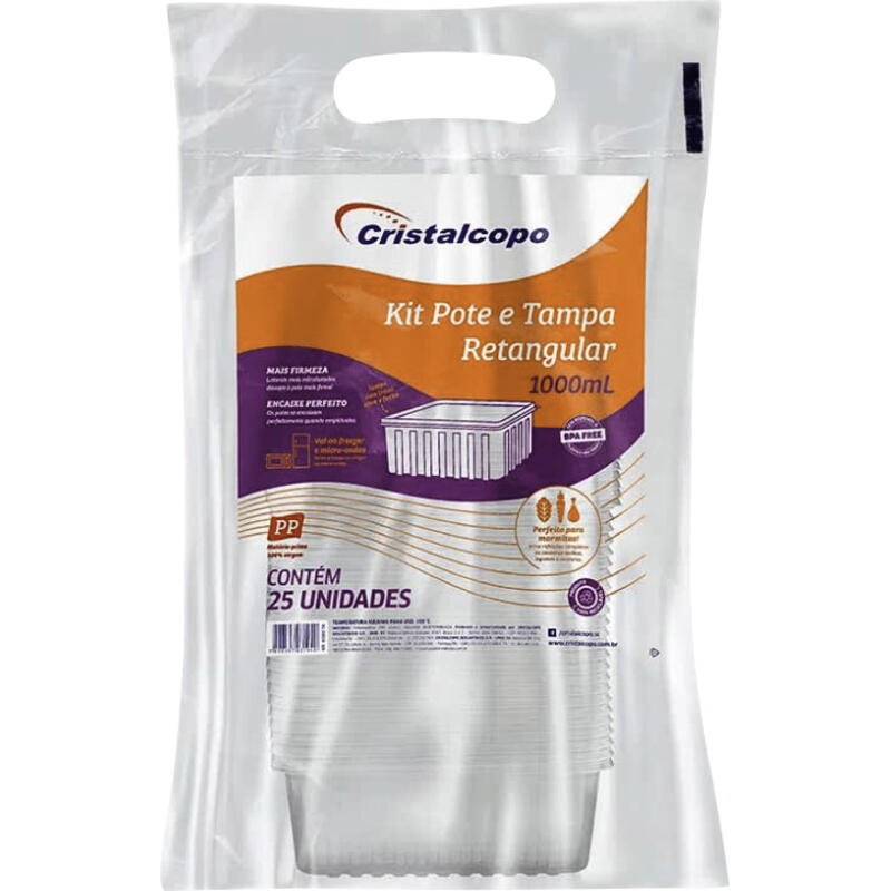 Pote Cristalcopo Retangular 1L 25 un