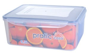 Pote Pratic Casa Plastico Com Tampa Retangular 53l Azul Un