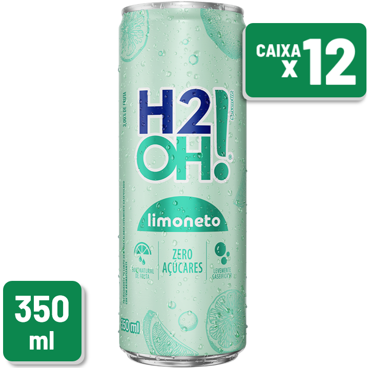 Refrigerante H2Oh Limoneto Lata Sleek 350ml Caixa C/ 12 Un