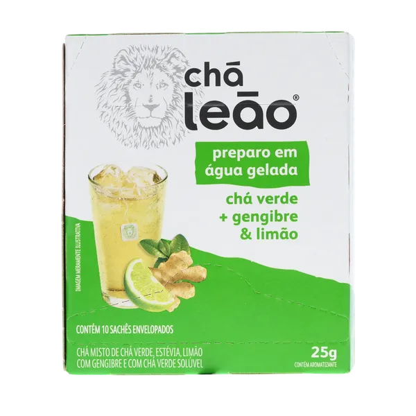 Chá-verde Leão 25g - Gengibre e Limão - Com 10 Saquinhos