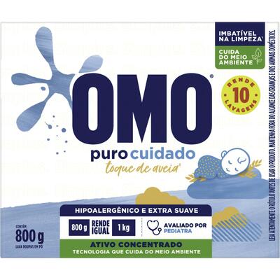 Lava Roupas em Pó Omo Puro cuidado 800g