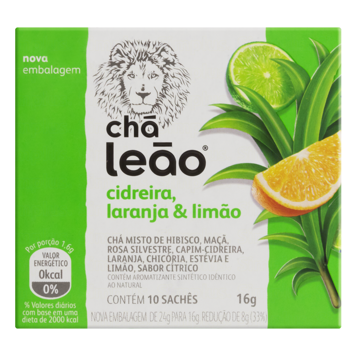 Chá Cidreira, Laranja e Limão Chá Leão Caixa 16g 10 Unidades