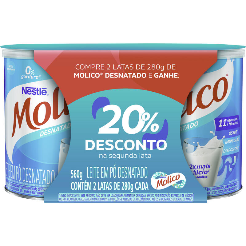 Cj 2 Leite Em Po Molico Desnat.20% 2ºun
