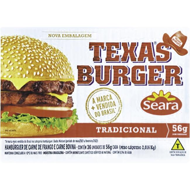 Hambúrguer Texas Burger Congelado Misto 36x56g