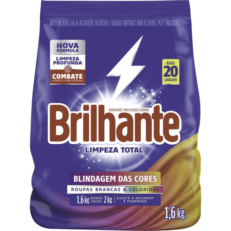 Sanitizante em Pó Brilhante Limpeza total 1,6kg